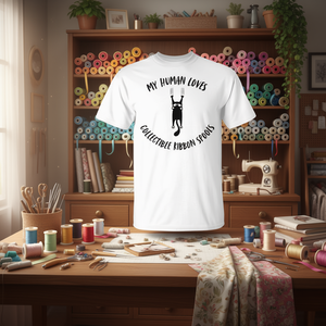 T-shirt pour les amoureux des chats et des bobines de rubans, collection My Human Loves - Product Image 3