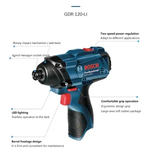 Atornillador <span class=keywords><strong>de</strong></span> <span class=keywords><strong>Impacto</strong></span> <span class=keywords><strong>Bosch</strong></span> GDR120-LI <span class=keywords><strong>de</strong></span> 12V con Batería <span class=keywords><strong>de</strong></span> Litio, Taladro <span class=keywords><strong>de</strong></span> <span class=keywords><strong>Impacto</strong></span> Eléctrico Inalámbrico con 100N.m <span class=keywords><strong>de</strong></span> Torque y Mandril <span class=keywords><strong>de</strong></span> Liberación Rápida <span class=keywords><strong>de</strong></span> 1/4" - Product Image 3