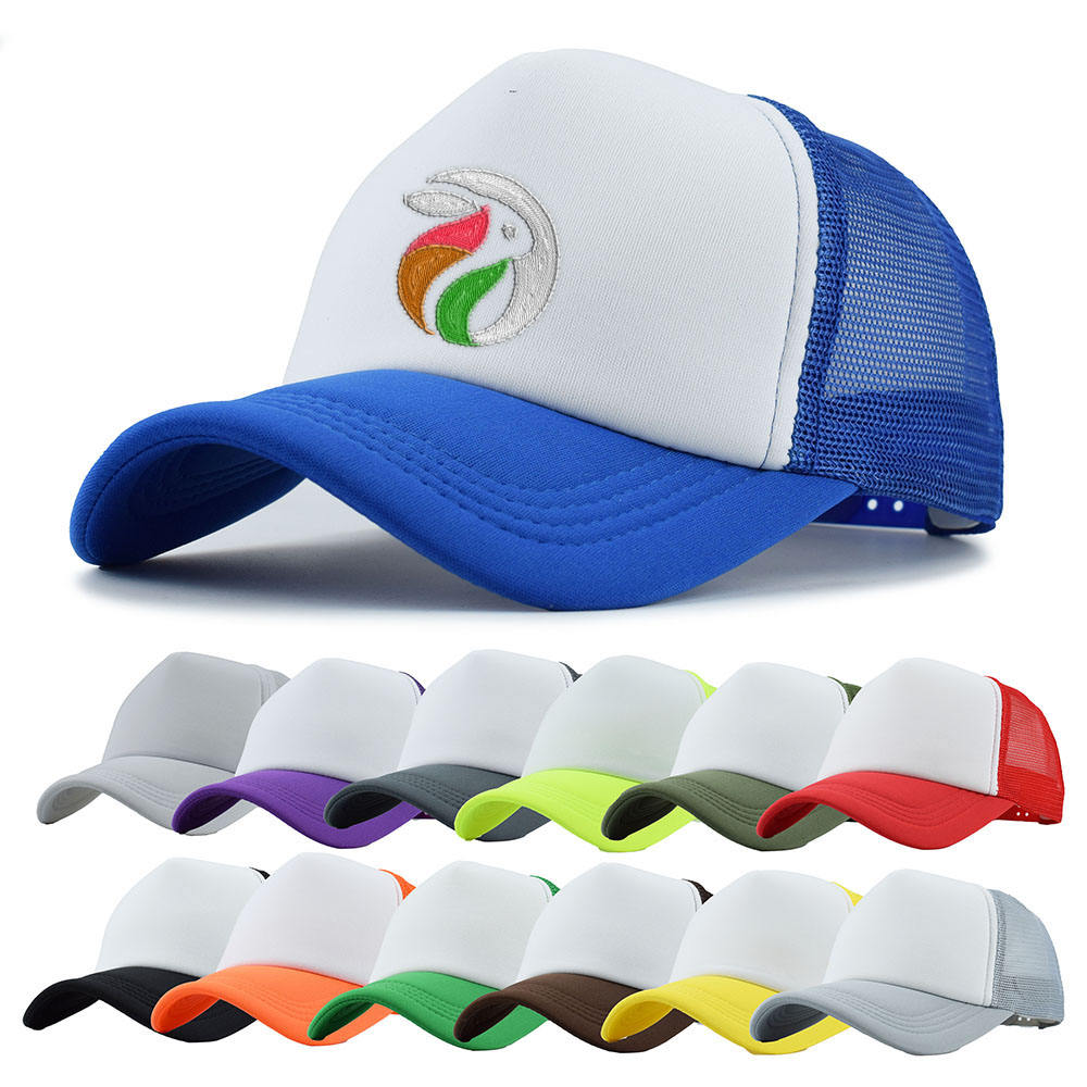 Country Cute Custom Black Flat Bill Patch Caps Blank Trucker Hat