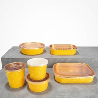 Vente en gros de bols à salade en papier kraft biodégradable, conteneur rectangulaire avec couvercle, logo personnalisé, 500 ml, 650 ml, 750 ml, 1000 ml pour restaurant