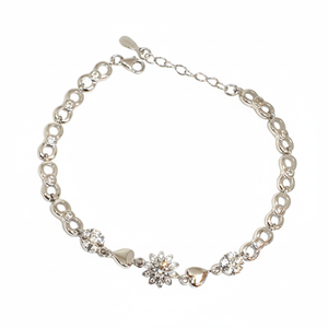 Ensemble de bracelet et jonc en argent sterling 925 MGA-B avec cristaux - Accessoire élégant et luxueux - Product Image 1