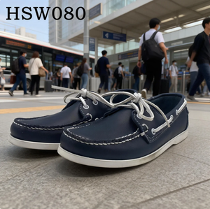 ZYF, Chaussures <span class=keywords><strong>bateau</strong></span> bleues en cuir pleine fleur authentique haut de gamme, pour la marche quotidienne, coupe large, à lacets, style mocassin HSW080 - Product Image 1