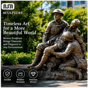 Escultura Conmemorativa de Veteranos de Bronce Fundido a la Cera Perdida, Tamaño Real, para Parques y Jardines, Estatua de Veterano, Memorial de Guerra - Product Image 1