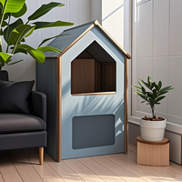 Maison pour chat en métal à deux étages, style moderne, respirante, intérieure/extérieure, avec fermeture à bouton, design pliable pour le salon