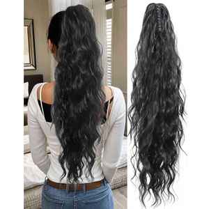 วิกผมหางม้าแบบหนีบ สำหรับผู้หญิง สไตล์ยุโรปอเมริกัน แบบดัดลอนฟูฟ่อง ขนาดใหญ่ 26 นิ้ว ต่อผมแบบไม่ต้องใช้กาว - Product Image 4