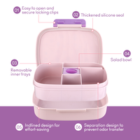 Lonchera Infantil de PP de Grado Alimenticio de 1100 ml con Tapa y Asa, Contenedor Bento Portátil para Comida Escolar para Estudiantes