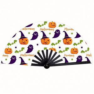 Éventail pliant élégant de 33 cm pour cadeau de festival, artisanal en plastique et tissu nylon, grande taille, artisanat chinois/japonais en bambou - Product Image 1