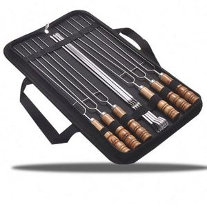 Brochetas Reutilizables de Acero Inoxidable para Barbacoa con Mango de Madera - Product Image 5