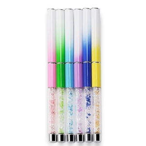 Pinceau de nail art en forme de couteau français, manche acrylique, poils ovales ondulés, pinceau plat et rond pour liner, avec couvercle dégradé - Product Image 5