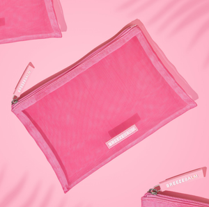 Custom Logo Pink Nylon Mesh Kits Zipper Brush Holder Cosmetic <strong>Pouch</strong> <strong>Make</strong> <strong>up</strong> Bag With Silicone Zipper - Product Image 1