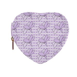 Boîtes à bijoux en velours personnalisées en forme de cœur, mini cadeau en forme de cœur avec fleur hawaïenne violette, organisateur de voyage pour femmes - Product Image 2