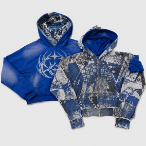 Sudadera con capucha morada desgastada OEM, estilo vintage, con estampado gráfico, diseño cropped y boxy, logotipo premium, de alta calidad para hombre. - Product Image 2