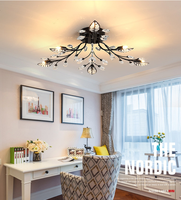 Plafonnier en fer et verre de luxe au design moderne SIMIG, IP65, LED, motif floral créatif, luminaires pour chambre à coucher, salon