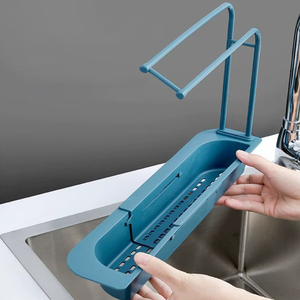 AA354 Expandable Storage Drain Basket Retractable Sink Drain Storage Rack Adjustable Sink Organizer Telescopic Sink Rack Holder