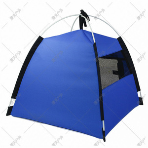 Portable Pet Tent House Striped <b>Canvas</b> 42x42x56cm Breathable Outdoor Dog Bed Foldable Plastic <b>Frame</b> - Product Image 4