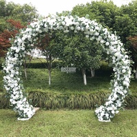 MSFAME Künstliche Blumen Dekoration Runde Gold Metall Silber Hochzeit Halbkreis Bogen Blume