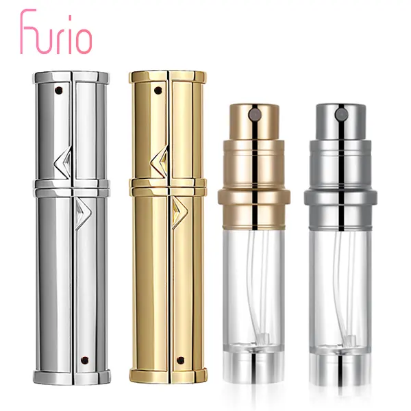 5ml nachfüll bares Parfüm glas Flasche Aluminium Metall Kunden spezifisches Chrom spray Mini Travel Taschen format Zerstäuber Boden füllung