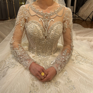 Jancember NS4292 Luxe Illusion Paillettes Long Train Robe De Bal Robes De Mariée De Mariée - Product Image 6