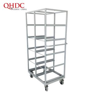 सुपरमार्केट वस्तुओं के लिए उच्च गुणवत्ता वाले स्टील ट्रॉली 300 किलोग्राम भार क्षमता रोलिंग कार्ट चार पहिया भंडारण शेल्फ के साथ - Product Image 4