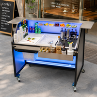 Bar pliable en aluminium pour événements, 47,75 * 19,5 * 42,75 pouces, armoire de bar portable, station de barman mobile avec plateau supérieur et intermédiaire