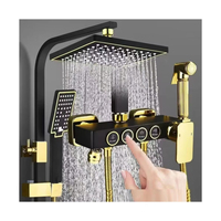 Système de douche de salle de bain Robinets de douche carrés en acier inoxydable Noir Or Chaud Froid Robinet de salle de bain Ensemble de douche thermostatique