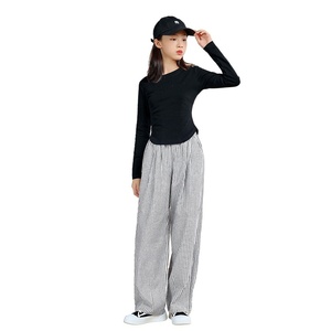 <span class=keywords><strong>Pantaloni</strong></span> a Righe in Cotone per Ragazze, Nuovo Stile Autunno 2026, Versatili, Casual, per Bambine Più Grandi, Gamba Dritta, <span class=keywords><strong>Vita</strong></span> <span class=keywords><strong>Alta</strong></span> Elasticizzata - Product Image 5