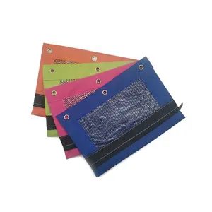 STASUN Colorato 3 raccoglitore ad anelli doppie Tasche Con Cerniera Matita Sacchetto della maglia finestra Caso Sacchetto Della Matita