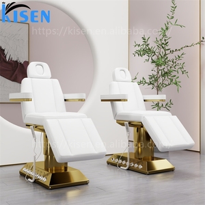 Kisen Sillón Eléctrico de Masaje Tailandés para Salón de Belleza con Base Dorada, Control de Pie, para Tatuajes, Spa Facial y Pestañas, Colores Personalizables - Product Image 3
