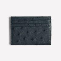 Porte-cartes fin en cuir gaufré autruche, porte-cartes minimaliste, portefeuille multi-fentes pour cartes d'identité professionnelles, pochette pour cartes de crédit pour hommes
