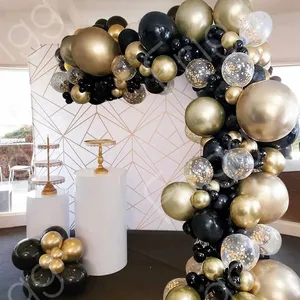 136pcs गुब्बारा माला कट्टर किट क्रोम सोने काले गुब्बारे लेटेक्स Globos शादी हवाई पार्टी जन्मदिन गुब्बारे सजावट