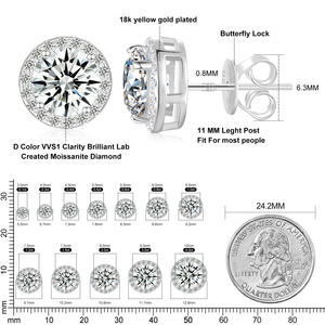 Boucles <span class=keywords><strong>d</strong></span>'oreilles halo en moissanite testée au diamant, bijoux fantaisie plaqué or argent sterling 925, clous <span class=keywords><strong>d</strong></span>'oreilles en moissanite VVS pour hommes et femmes - Product Image 6