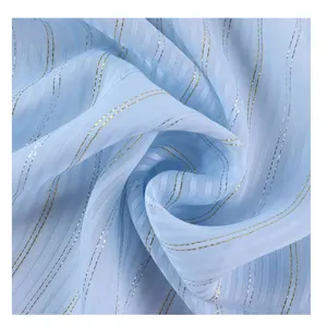 100% полиэстер люрексом полосатый дешевая шифоновая ткань rplls древнем стиле для hanfu рубашка сморщенная юбка платье