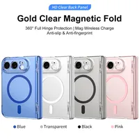 Étui transparent magnétique pour iPhone Duo Ultra 18 Fold avec chargement sans fil, charnière, film trempé, protection antichoc, accessoires simples