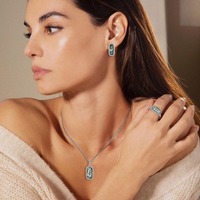 Ensemble de bijoux en argent sterling 925 faits à la main en gros avec agate de mousse en pierre naturelle