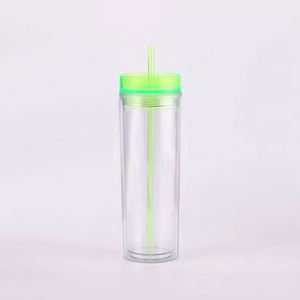 Gobelet isotherme double paroi en acrylique 16 oz avec couvercle et paille, faible MOQ, pour cafés et petites entreprises en démarrage - Product Image 1
