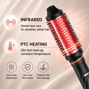 Fer à boucler ionique auto-rotatif avec écran LCD en céramique et affichage de la température, fer à friser électrique infrarouge pour la maison - Product Image 4
