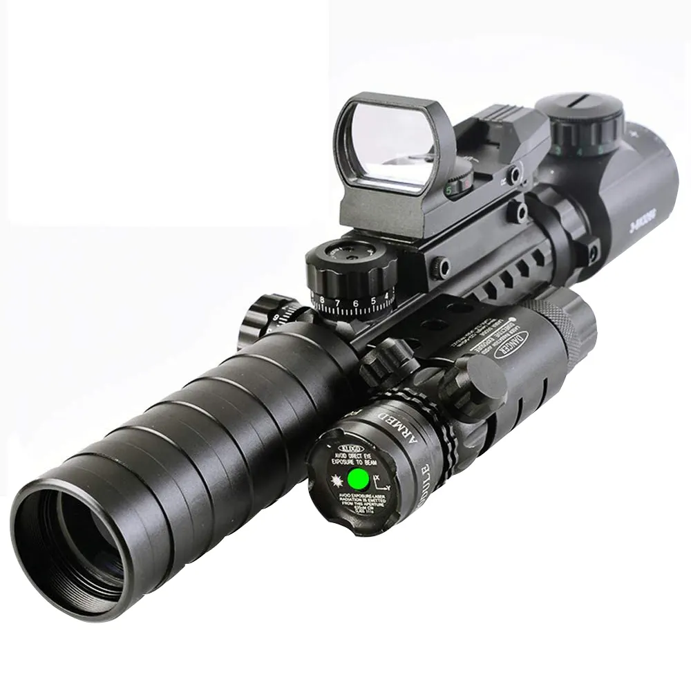 Luger Tactische 3-9X32Eg Optische Rode Groene Verlichte Crosshair Afstandsmeter Met Rode Groene Reflex 4 Draticles Scope