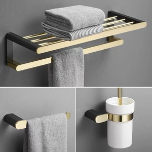 Juego de Accesorios de Baño Estándar, Cobre Cepillado, Negro Dorado, Moderno, Minimalista, Montado en la Pared, Juego de 6 Piezas - Product Image 5