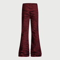 Jean évasé rouge délavé effet froissé pour homme avec logo personnalisé, style vintage Y2K streetwear, pantalon en denim OEM ODM à jambe large