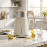 Bouilloire Électrique en Acier Inoxydable 1,8L 1500W avec Arrêt Automatique, Protection Anti-Ébullition à Sec et Base Rotative à 360° pour Usage Domestique et Hôtelier