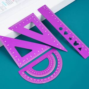 Juego de Dibujo de 4 Piezas de Aleación de Aluminio - Kit de Reglas Geométricas Grabadas con Láser con Regla Recta y Triángulos para Dibujo Técnico y Escuela - Product Image 3