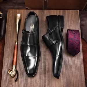 Zapatos de Vestir de Cuero Genuino Negro para Hombre, con Hebilla y Punta Puntiaguda, para Oficina y Uso Profesional - Product Image 2