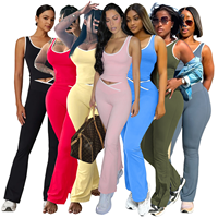 Ensemble deux pièces pour femme, pantalon évasé à blocs de couleur et jambes croisées, tenue de yoga, course et fitness couleur nude avec taille élastique