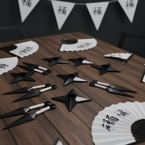 Ensemble de 4 PP <span class=keywords><strong>Ninja</strong></span> 2-Kunai 2-<span class=keywords><strong>Shuriken</strong></span> Ensemble de style classique Étoiles à lancer réalistes Noir et blanc Décoration de collection Jouets Cospaly - Product Image 5