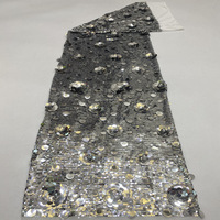 Tissu brodé de sequins de tailles variées haut de gamme 5+9+12+18mm, dentelle en maille pour robe de soirée, cheongsam, vêtements de mode pour femmes