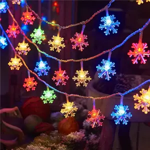 Vente en gros Led flocon de neige guirlande lumineuse pour la décoration de Noël avec boîtier de batterie