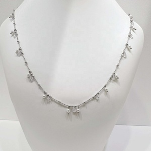 Collier en argent sterling 925 plaqué or, chaîne simple en forme de cœur, avec perles en pierre naturelle, pour femmes. - Product Image 3