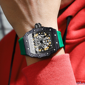 BINBOND J7751 7751 meccanico automatico scheletro orologio moda <span class=keywords><strong>uomo</strong></span> sport Silicone da polso impermeabile data luminosa <span class=keywords><strong>orologi</strong></span> <span class=keywords><strong>uomo</strong></span> - Product Image 3