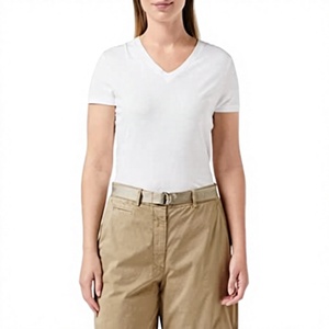 Shorts de Lona de Algodón Color Caqui para Mujer, Cintura Media, con Cinturón, Corte Regular, Estilo Casual, Color Sólido, Tejido Transpirable, Cierre de Botones - Product Image 2