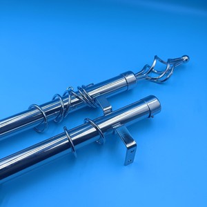 Ensemble de tringles à rideaux en métal de style européen, finition chrome, antirouille, double tringle avec anneaux pour rideaux de fenêtre - Product Image 4